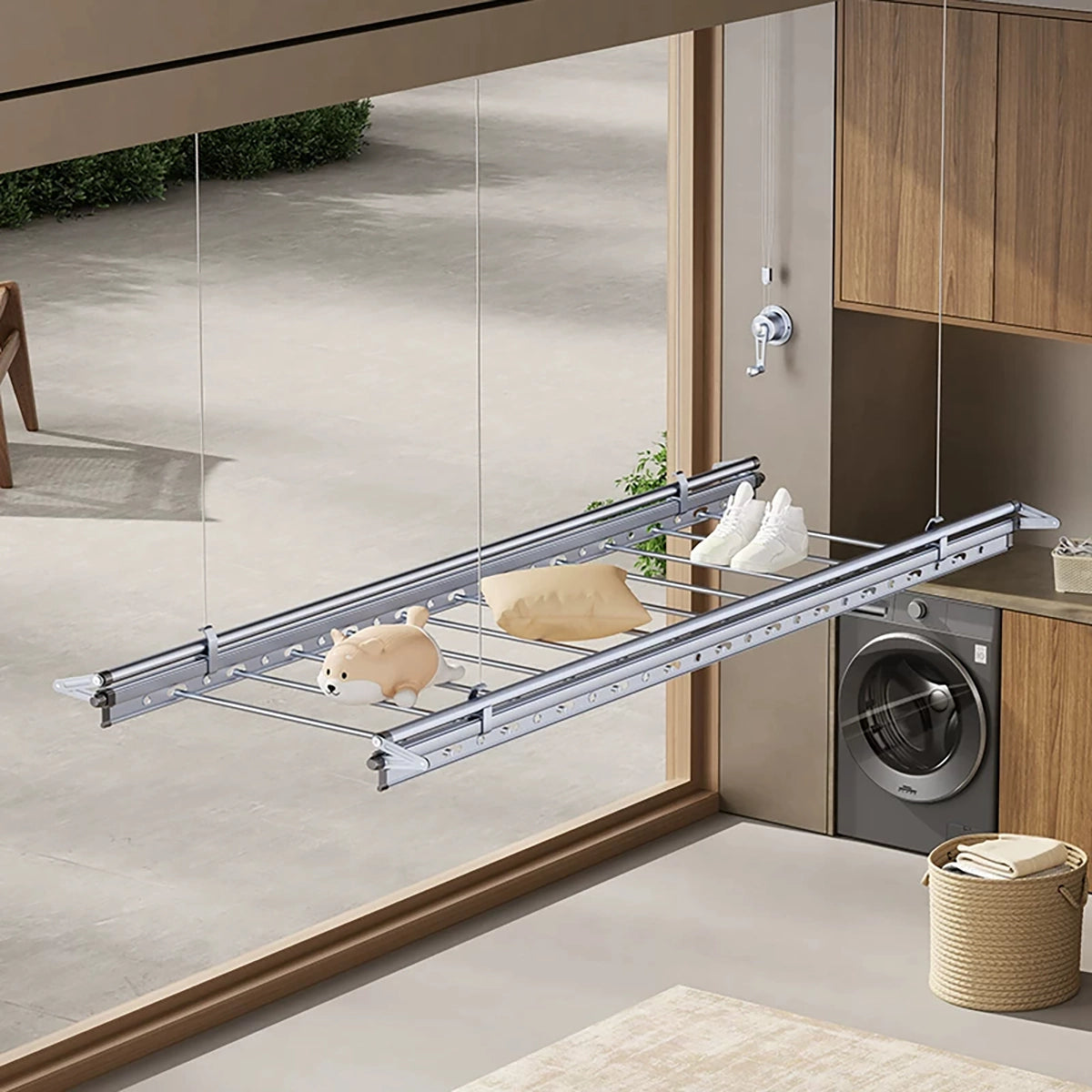 Square-Rod Ceiling Clothes Airer
