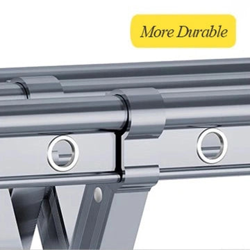 Close-up view of a fully enclosed aluminum hanger ring on a EaseRack retractable clothes drying rack, showcasing its smooth structure designed to prevent scratching quilts and ensuring durability.