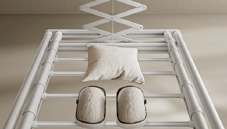 Multifunctional drying bars on Pro model used for airing socks, shoes, and towels.