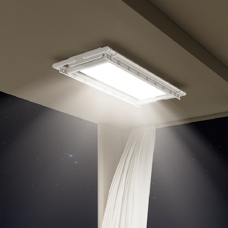 Easerack Pro Deckenwäscheständer mit LED-Lichtfläche, mit Angabe „6000K“ in der Grafik.