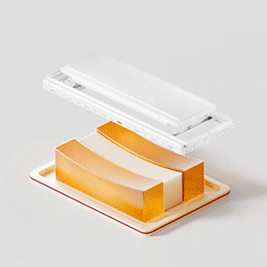 Ultraflaches Geräuse mit Angabe „10 cm“ in einer Maßgrafik.