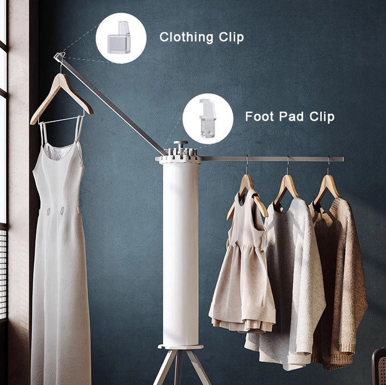 Heightening accessory for folding floor drying rack to prevent long garments from touching the floor.