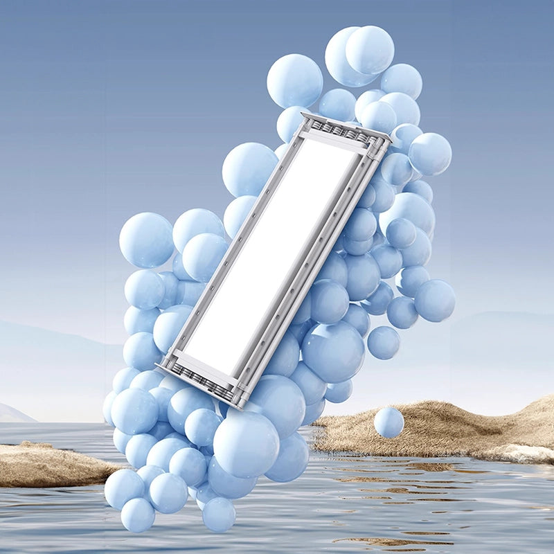 Easerack ultra-thin 9cm electric ceiling clothes drying rack shown with floating bubbles, highlighting lightweight and space-saving design for modern homes.