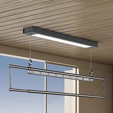 Easerack M2 Mini drying rack wood ceiling installation.