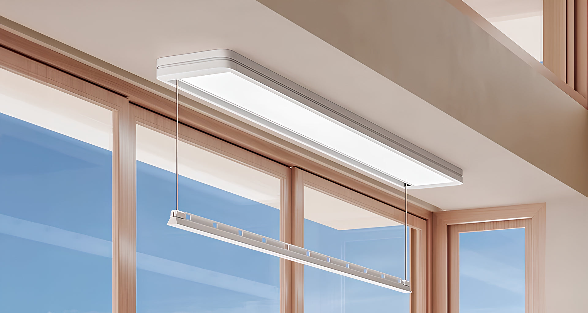 Easerack M3 Mini Electric Drying Rack – Desktop Banner showcasing space-saving ceiling-mounted design for modern homes