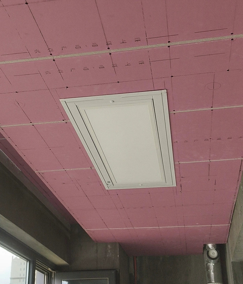 M20 ceiling drying rack installed into precisely measured drywall ceiling