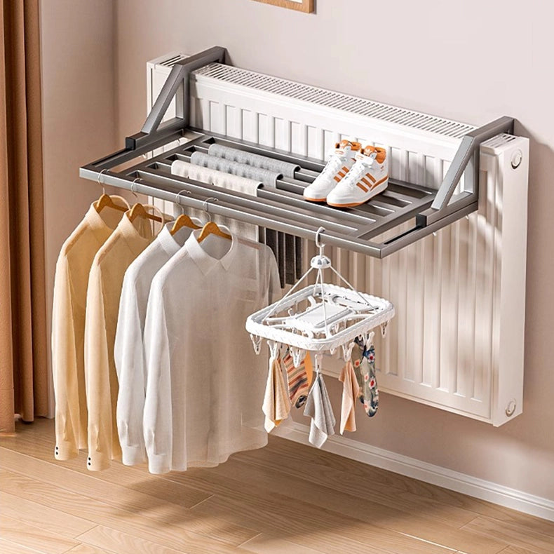 Multi-functional drying rack mounted on indoor heater for efficient indoor drying