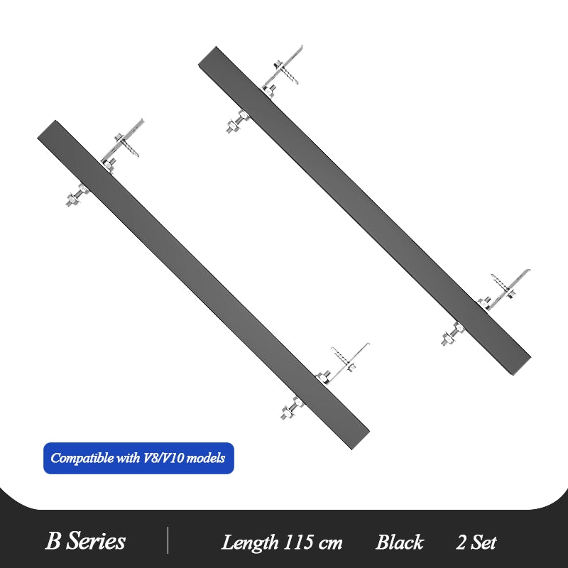 Easerack B Series 115 cm black mounting bars, set of 2, compatible with V8/V10 models.