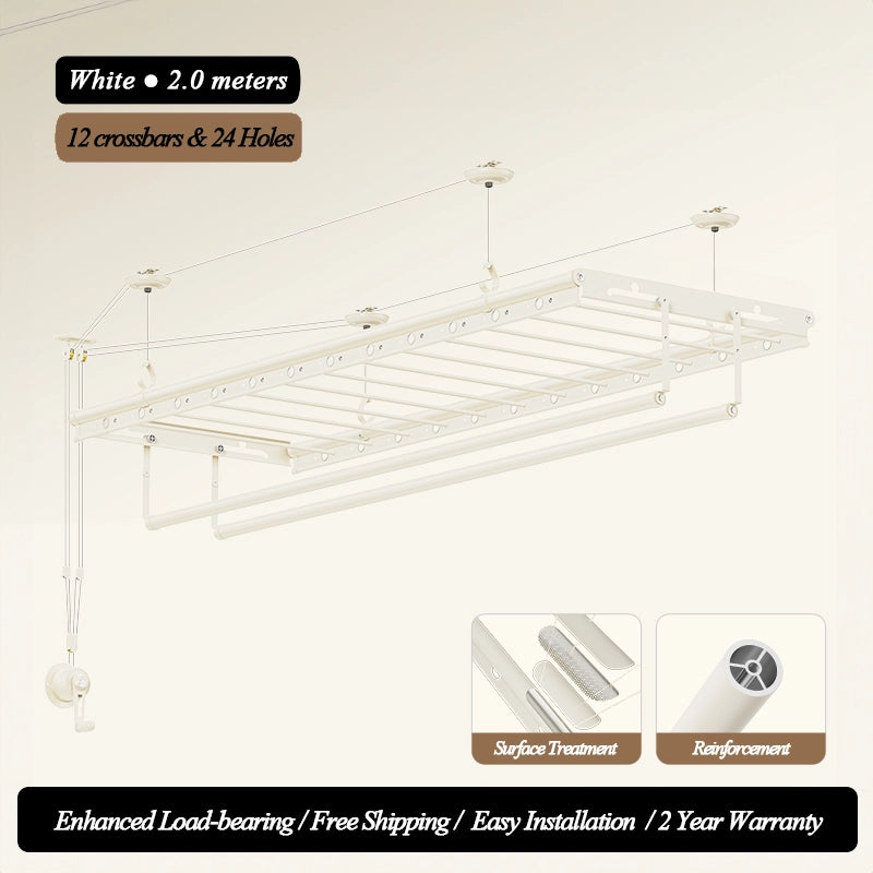 Hand Crank Ceiling Clothes Drying Rack – Safe & Stylish for Balcony or Baby Room