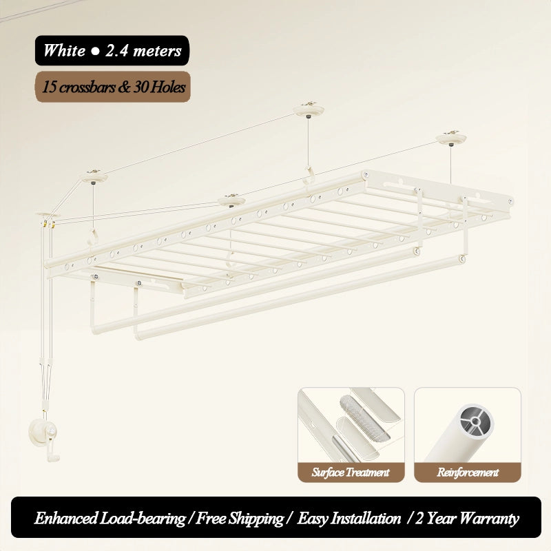 Hand Crank Ceiling Clothes Drying Rack – Safe & Stylish for Balcony or Baby Room