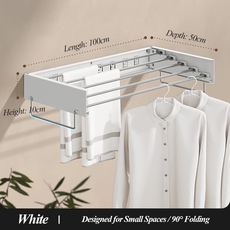 Large capacity 100cm foldable drying rack with 5 bars and enhanced side rod, popular for home use.