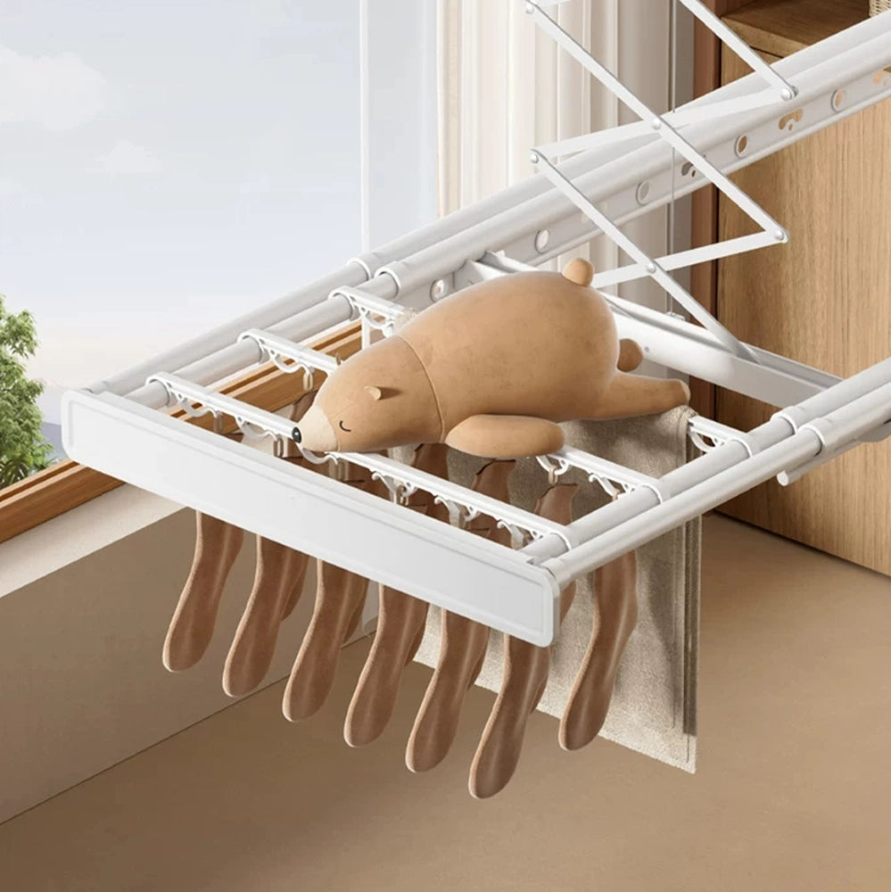 EaseRack V6 electric ceiling clothes airer with six movable clips for socks and small laundry items