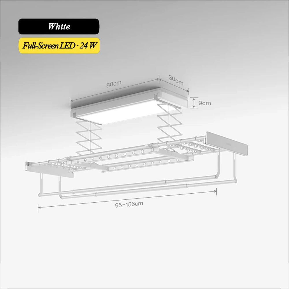 EaseRack V6 electric ceiling clothes airer in white with 24W full-screen LED lighting