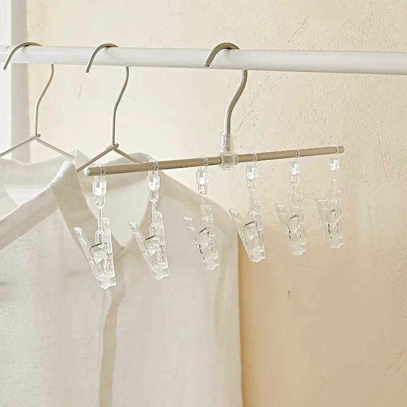 Sock drying hanger with multiple clips for small laundry items