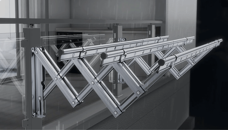Easerack Retractable clothes drying rack with crystal coating, ensuring long-lasting durability and rust resistance, even in rain