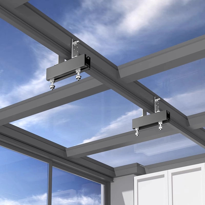 Short bracket installation on a single horizontal beam for electric clothes rack.