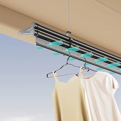 Multi-Rod Ceiling Clothes Airer hanger holes for everyday garments
